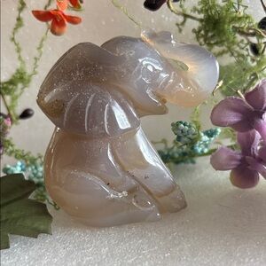 Hand-Carved Agate Elephant